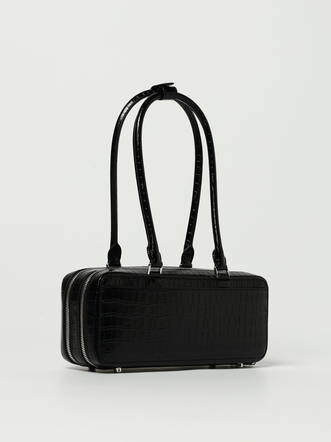 SELF-PORTRAIT BORSA A SPALLA: Borsa baguette Self-Portrait in pelle stampa cocco, Nero - Img 3