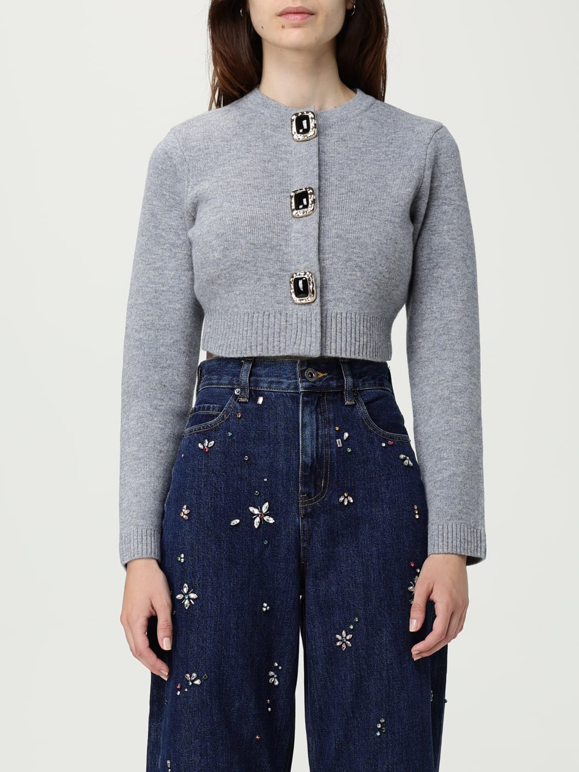 SELF-PORTRAIT PULL: Cardigan femme Self-portrait, Gris - Img 1