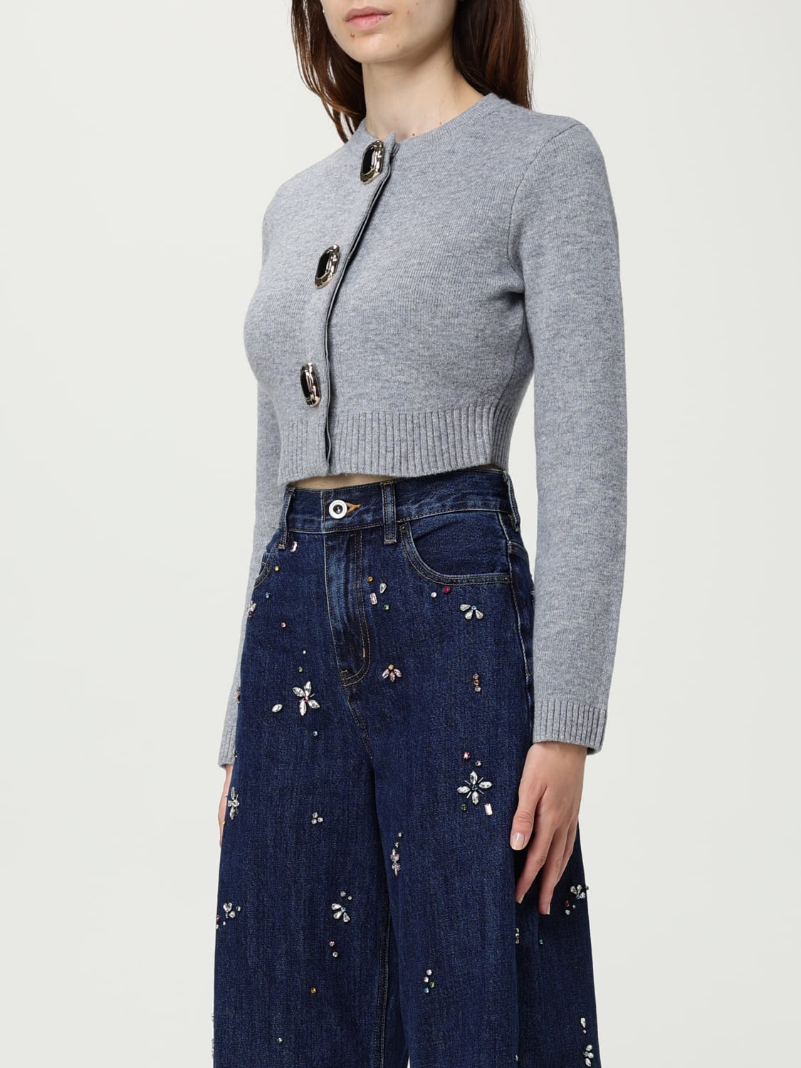 SELF-PORTRAIT PULL: Cardigan femme Self-portrait, Gris - Img 4