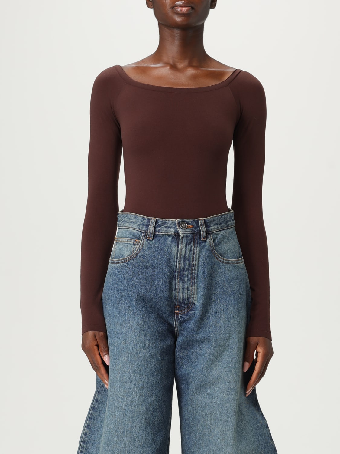 ALAÏA TOP: Bodysuit woman AlaÏa, Brown - Img 1