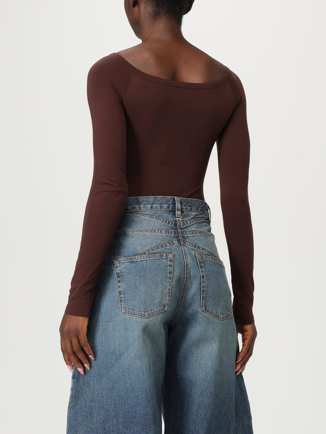 ALAÏA TOP: Bodysuit woman AlaÏa, Brown - Img 3