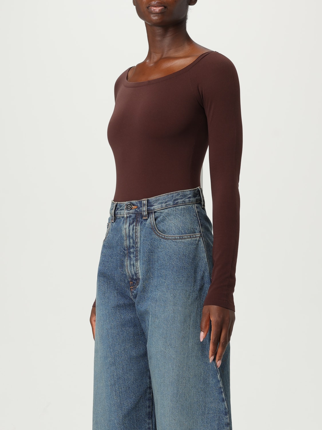 ALAÏA TOP: Bodysuit woman AlaÏa, Brown - Img 4