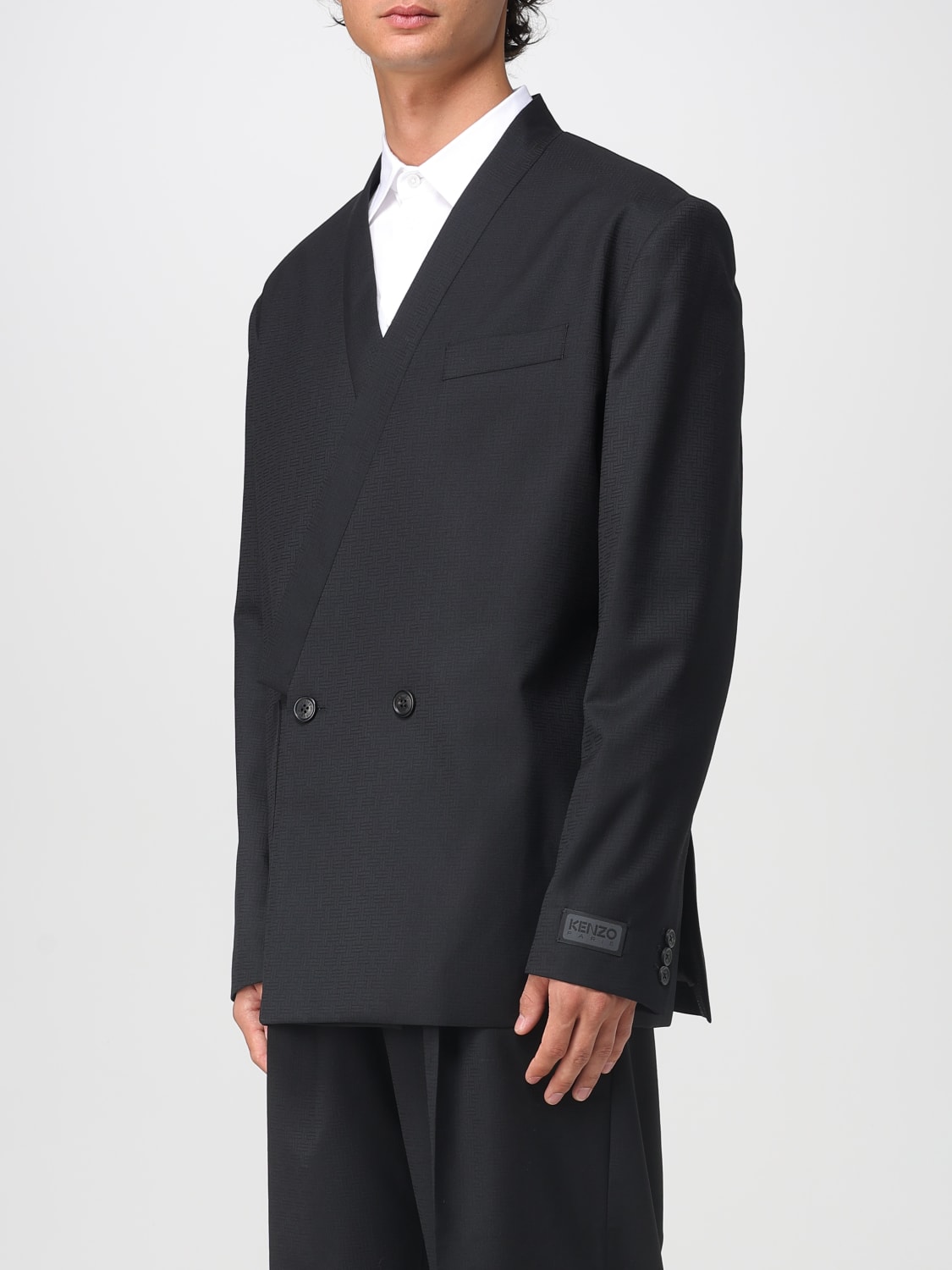 KENZO GIACCA: Blazer doppiopetto Kenzo in misto lana , Nero - Img 4