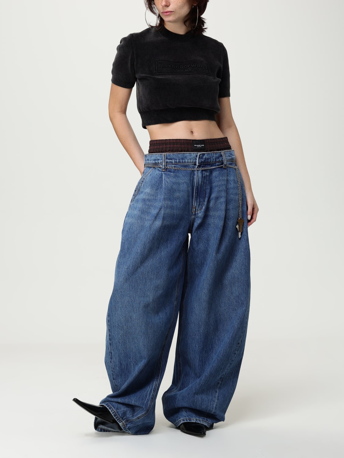 ALEXANDER WANG TOP: Top cropped Alexander Wang in cotone , Nero - Img 2