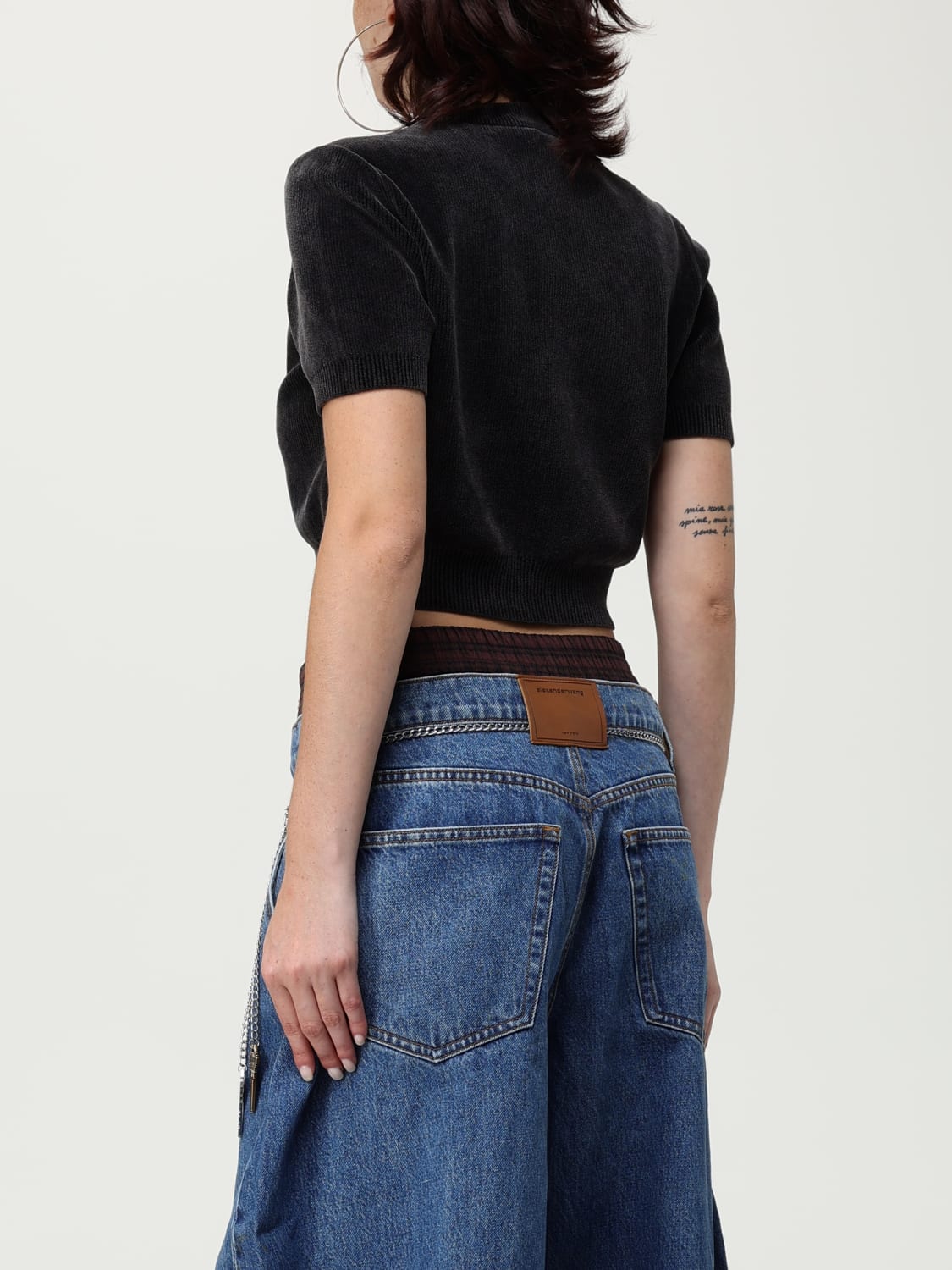 ALEXANDER WANG TOP: Top cropped Alexander Wang in cotone , Nero - Img 3