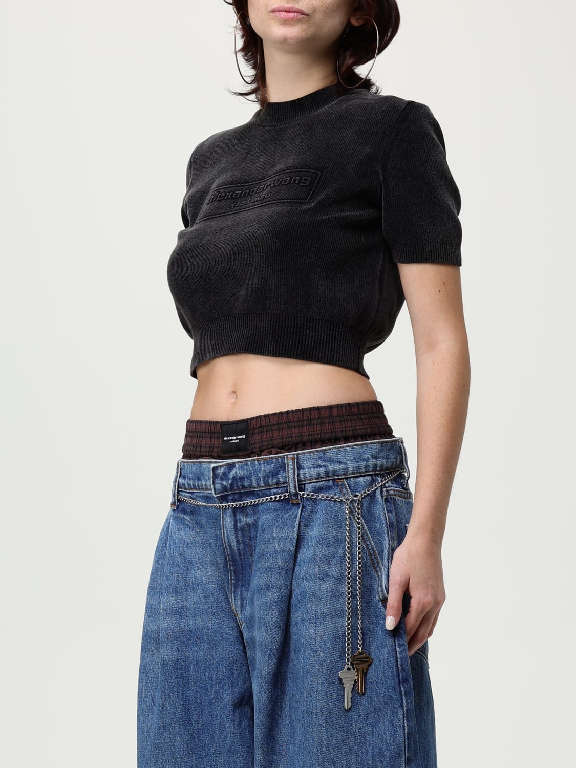 ALEXANDER WANG TOP: Top cropped Alexander Wang in cotone , Nero - Img 4