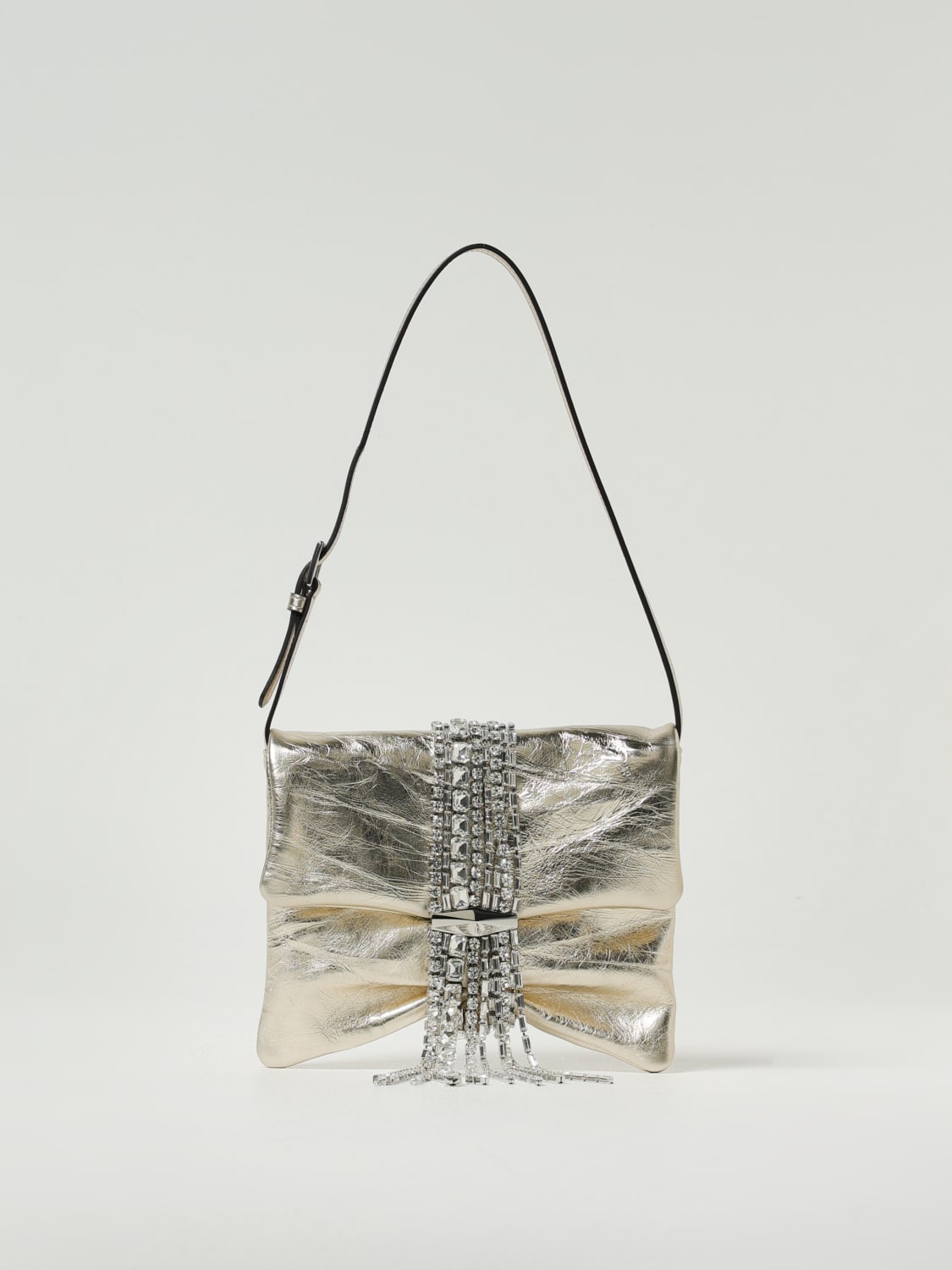 JIMMY CHOO BORSA MINI: Borsa a spalla in pelle Zandra Shoulder Jimmy Choo, Argento - Img 1