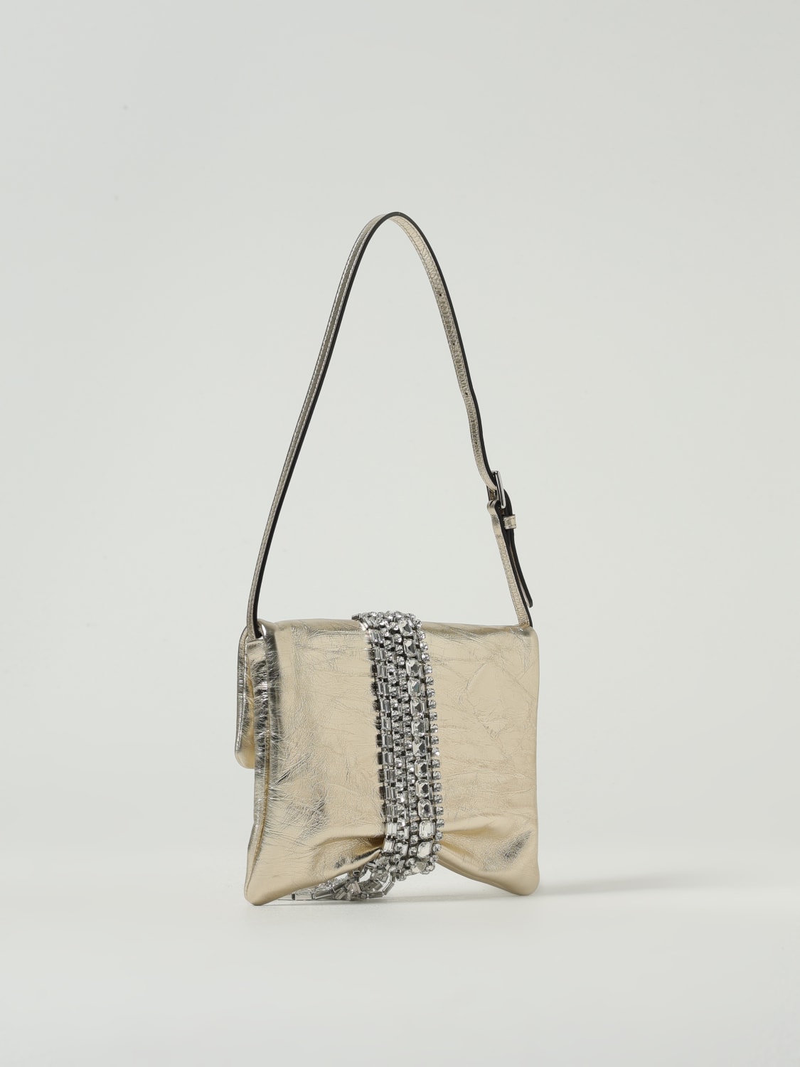 JIMMY CHOO BORSA MINI: Borsa a spalla in pelle Zandra Shoulder Jimmy Choo, Argento - Img 2