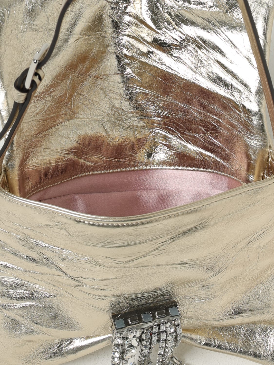 JIMMY CHOO BORSA MINI: Borsa a spalla in pelle Zandra Shoulder Jimmy Choo, Argento - Img 4