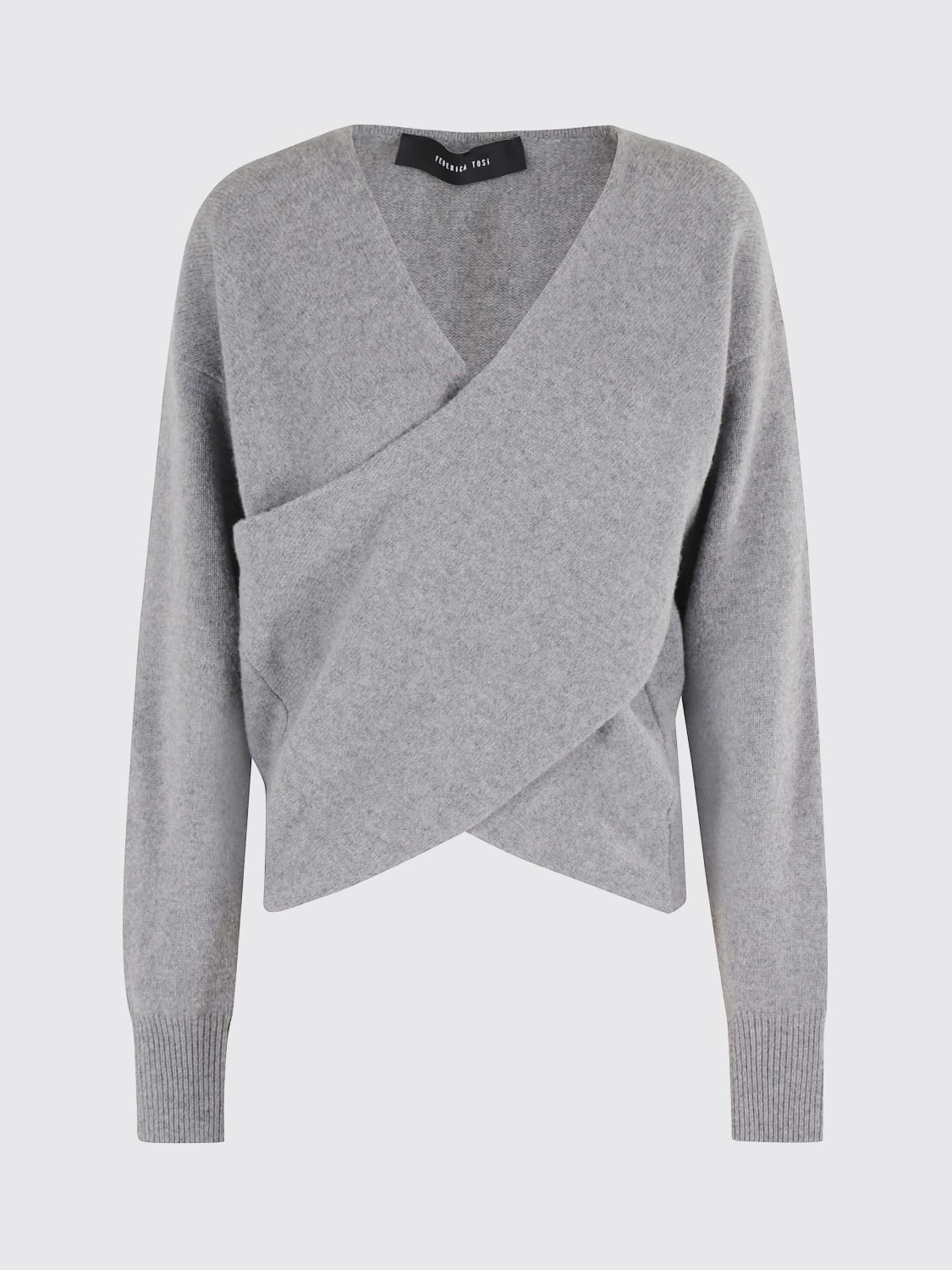 FEDERICA TOSI MAGLIA: Maglia a v in lana e cashmere Federica Tosi, Grigio - Img 1