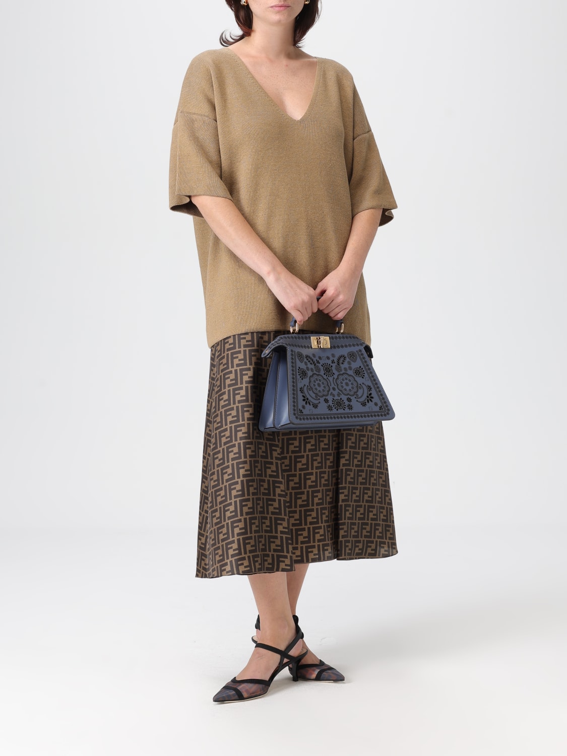 FENDI СУМКА С КОРОТКИМИ РУЧКАМИ: Наплечная сумка Женское Fendi, Синий - Img 2