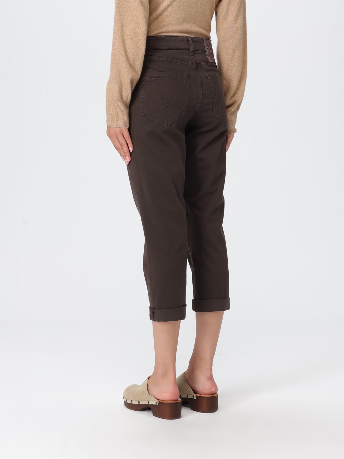 DONDUP PANTALONI: Pantalone cropped Dondup in denim , Marrone - Img 2
