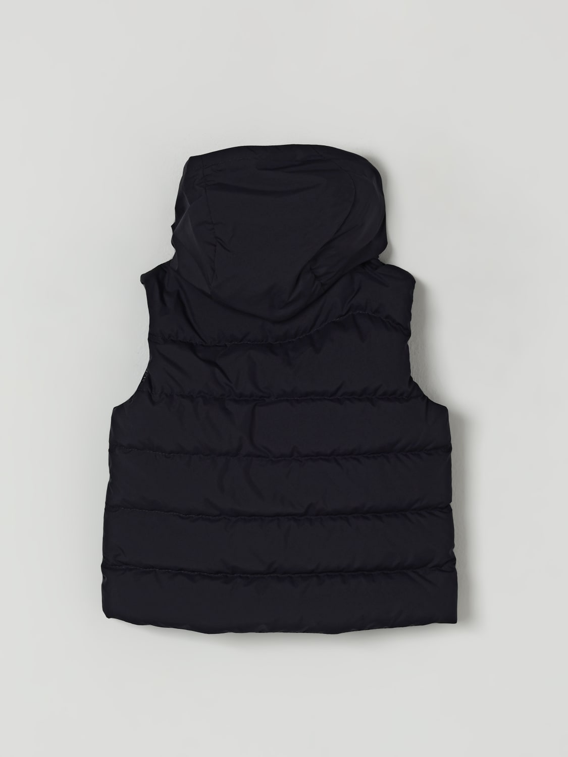 MONCLER GILET: Gilet imbottito in nylon con cappuccio e logo Moncler, Blue - Img 2