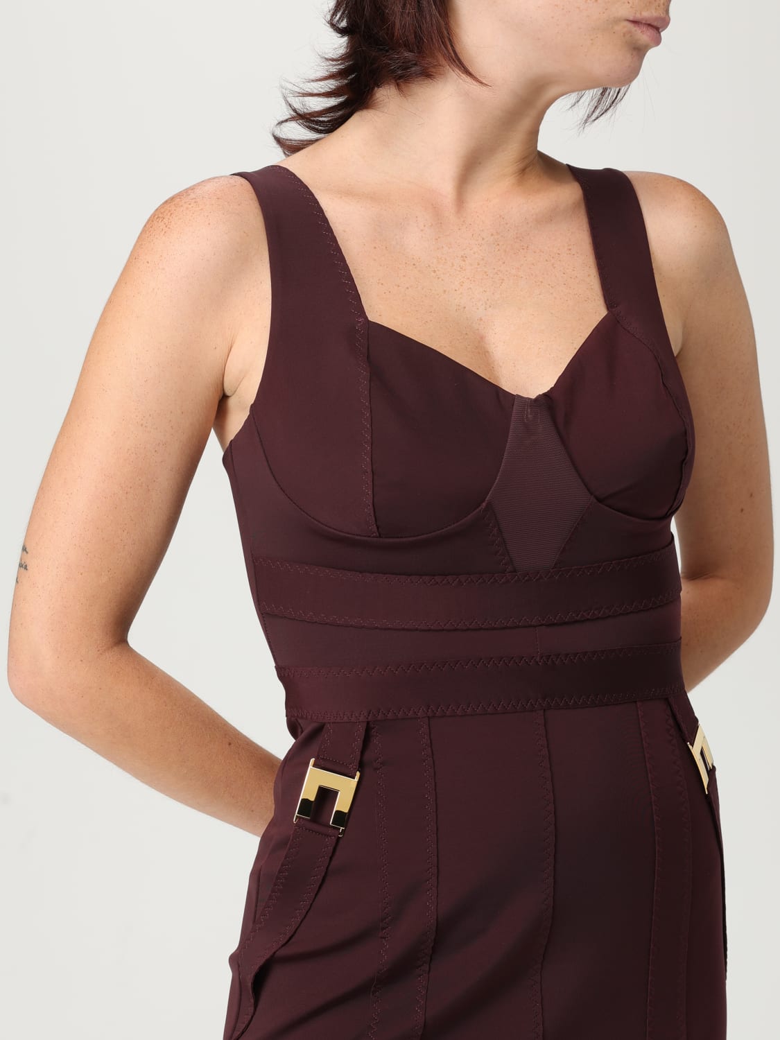 ELISABETTA FRANCHI KLEID: Kleider damen Elisabetta Franchi, Burgunderrot - Img 3