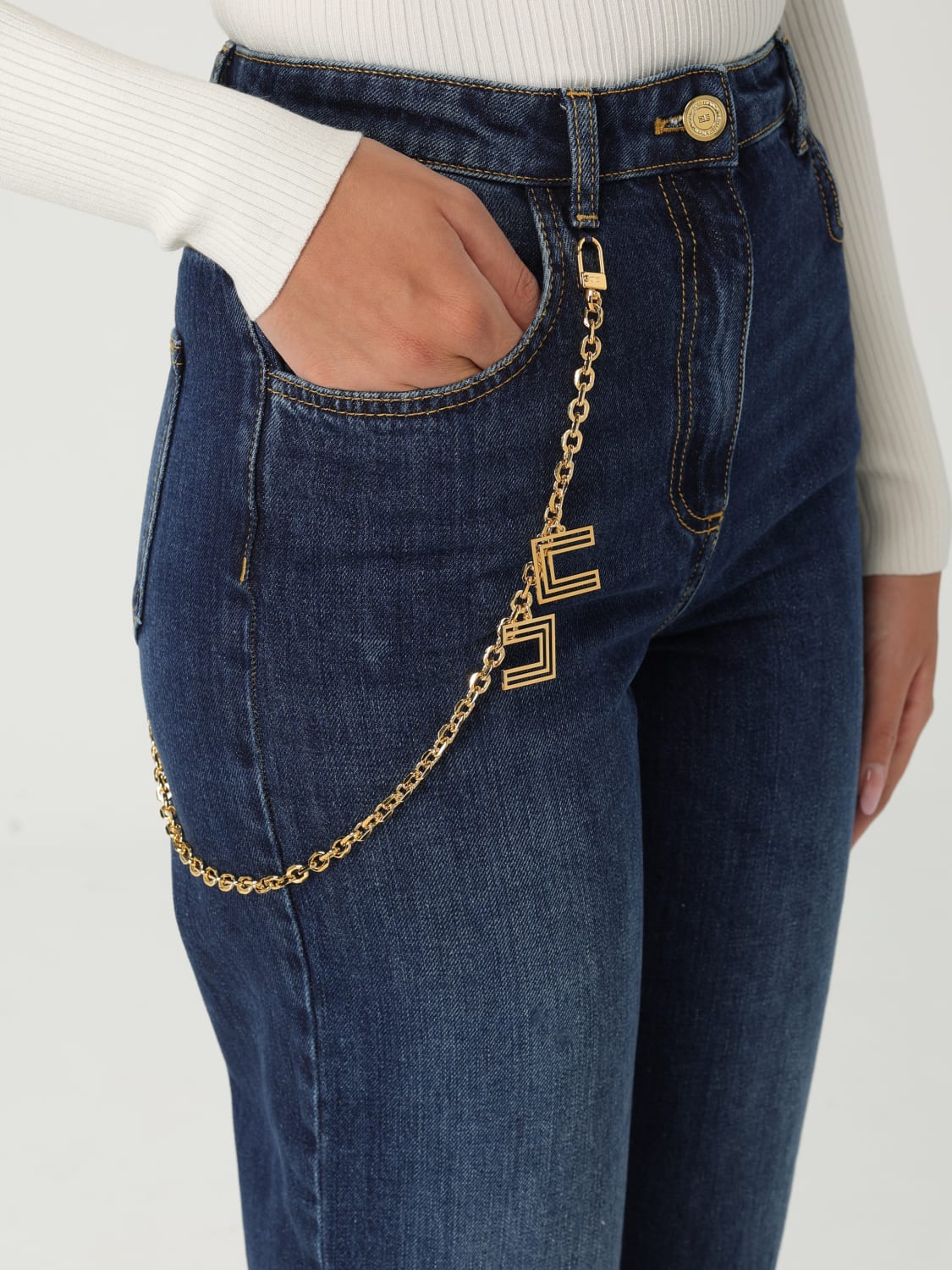 ELISABETTA FRANCHI JEANS: Jeans cropped Elisabetta Franchi in denim , Blue - Img 3