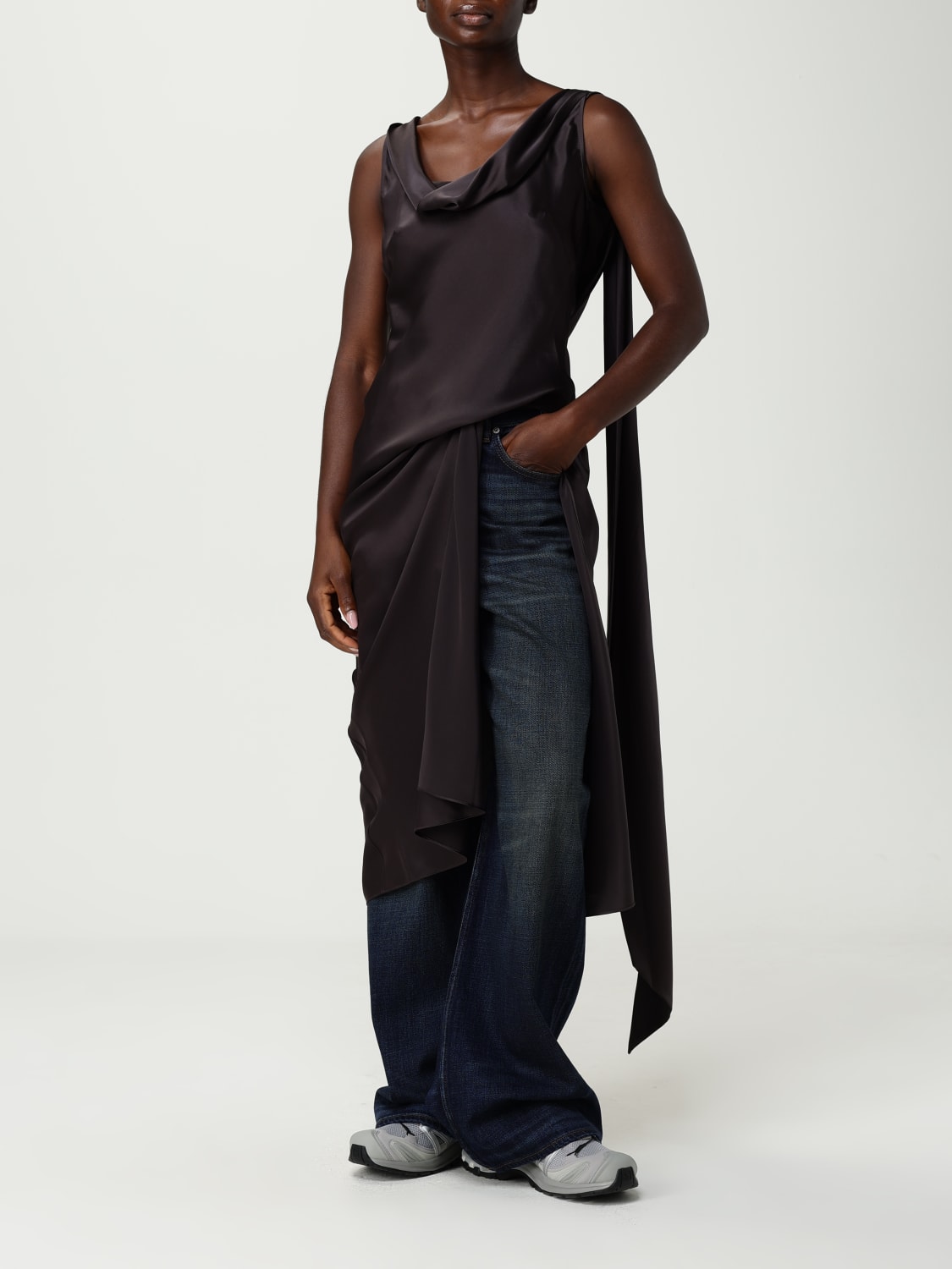 ACNE STUDIOS ABITO: Abito in raso Acne Studios, Grafite - Img 2