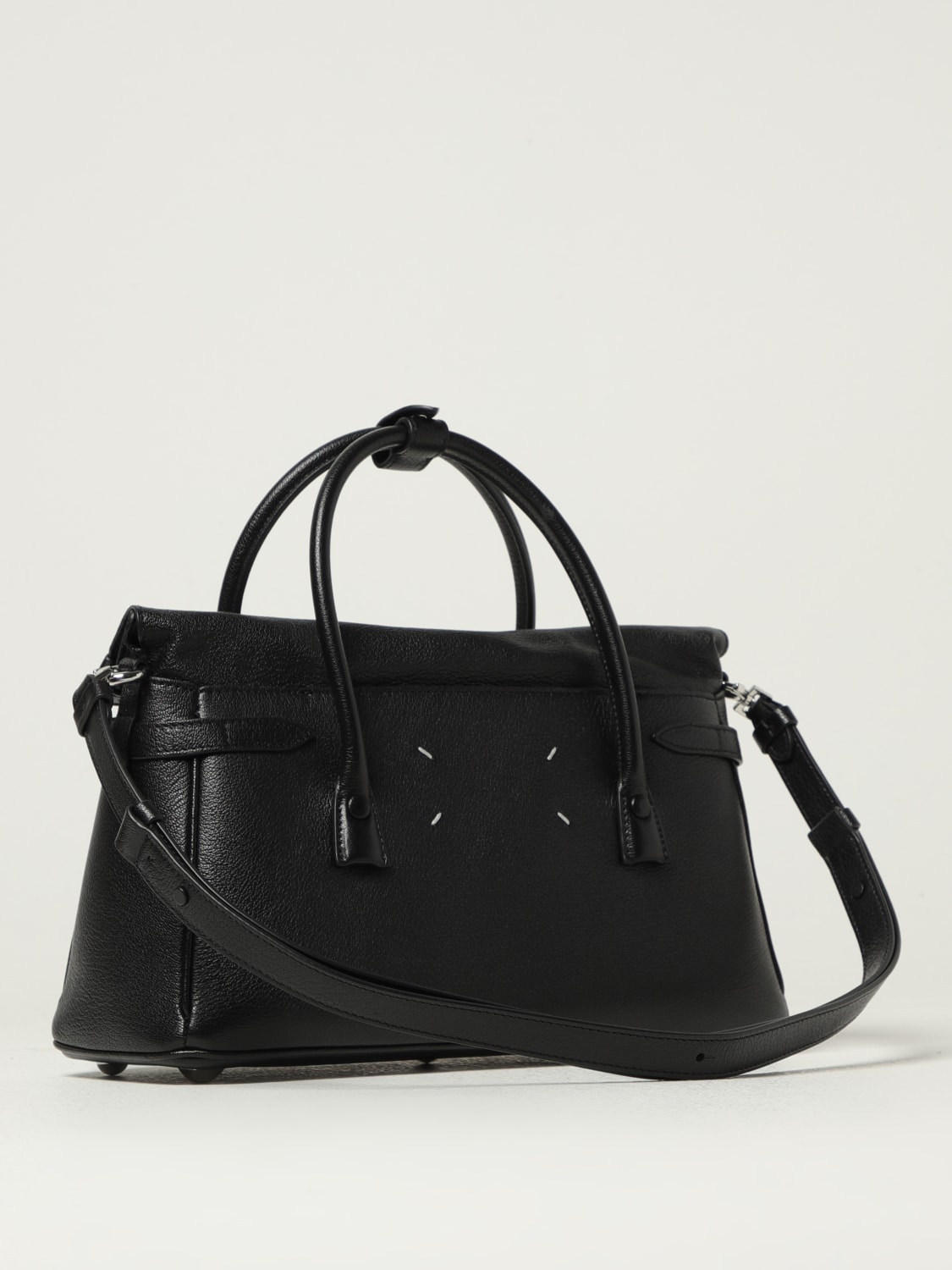 MAISON MARGIELA BORSA A TRACOLLA: Borsa 5AC East West Maison Margiela in pelle a grana , Nero - Img 3