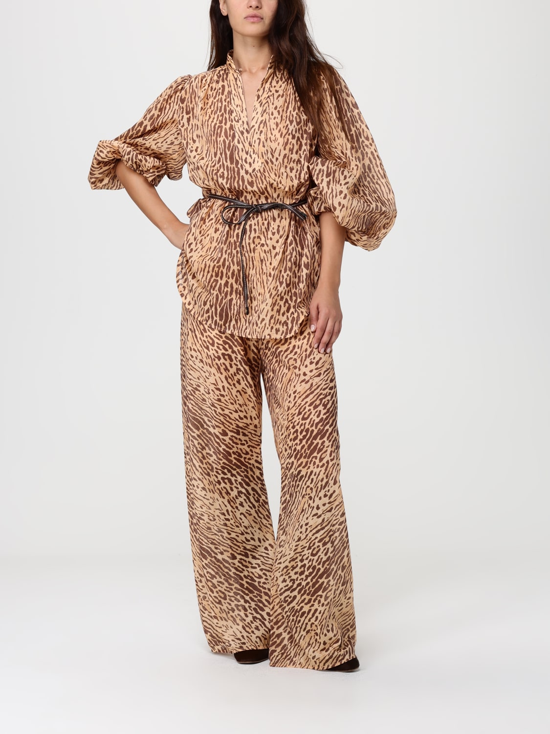 ZIMMERMANN PANTALONI: Pantalone Zimmermann in cotone animalier , Savana - Img 2
