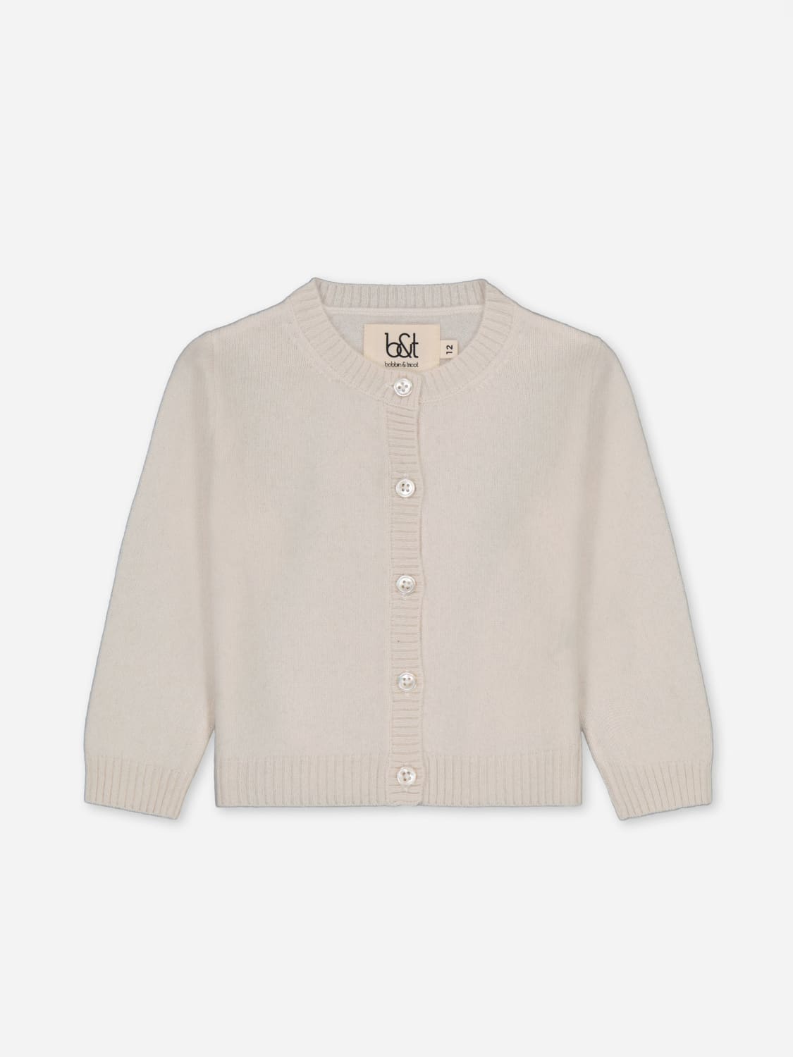 BOBBIN & TRICOT SWEATER: Bobbin & Tricot baby cashmere cardigan, Ivory - Img 1