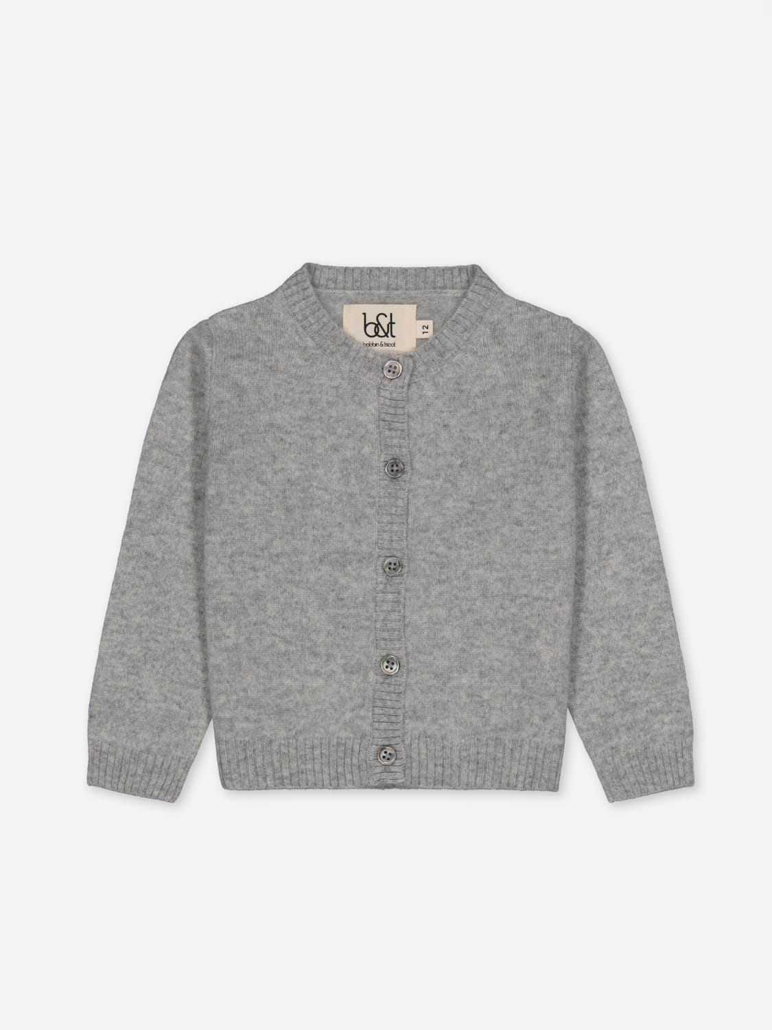 BOBBIN & TRICOT SWEATER: Bobbin & Tricot baby cashmere cardigan, Grey 1 - Img 1