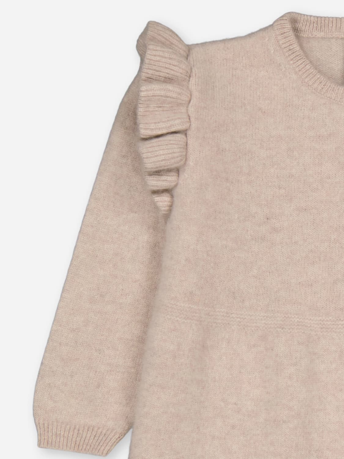 BOBBIN & TRICOT ROMPER: Bobbin & Tricot baby cashmere dress, Beige - Img 3