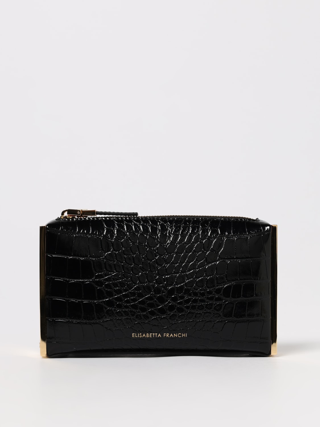 ELISABETTA FRANCHI BORSA MINI: Clutch Elisabetta Franchi in pelle sintetica stampa cocco , Nero - Img 1