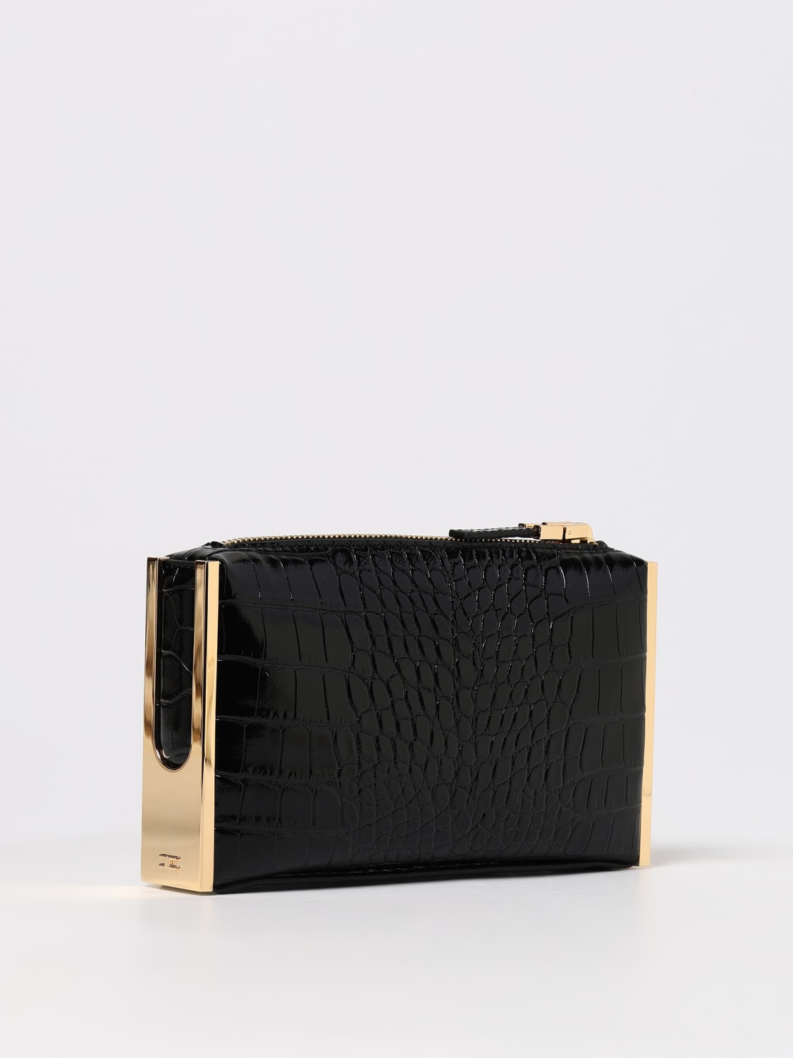 ELISABETTA FRANCHI BORSA MINI: Clutch Elisabetta Franchi in pelle sintetica stampa cocco , Nero - Img 2