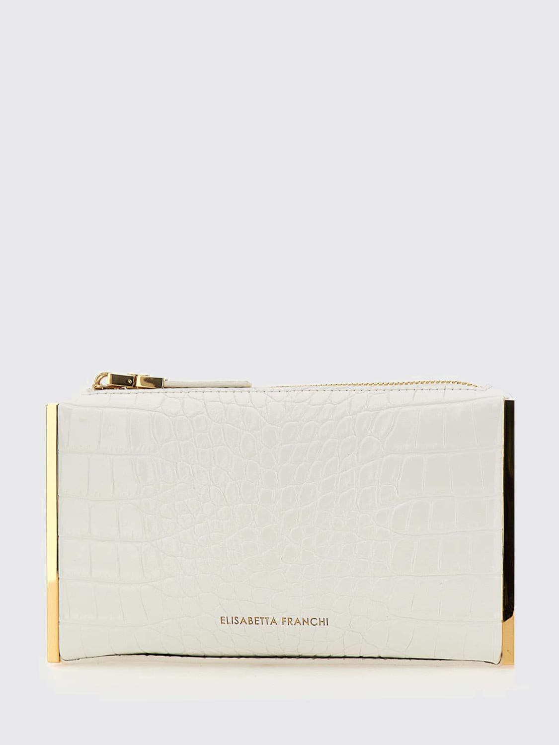 ELISABETTA FRANCHI BORSA MINI: Clutch Elisabetta Franchi in pelle sintetica stampa cocco , Avorio - Img 1