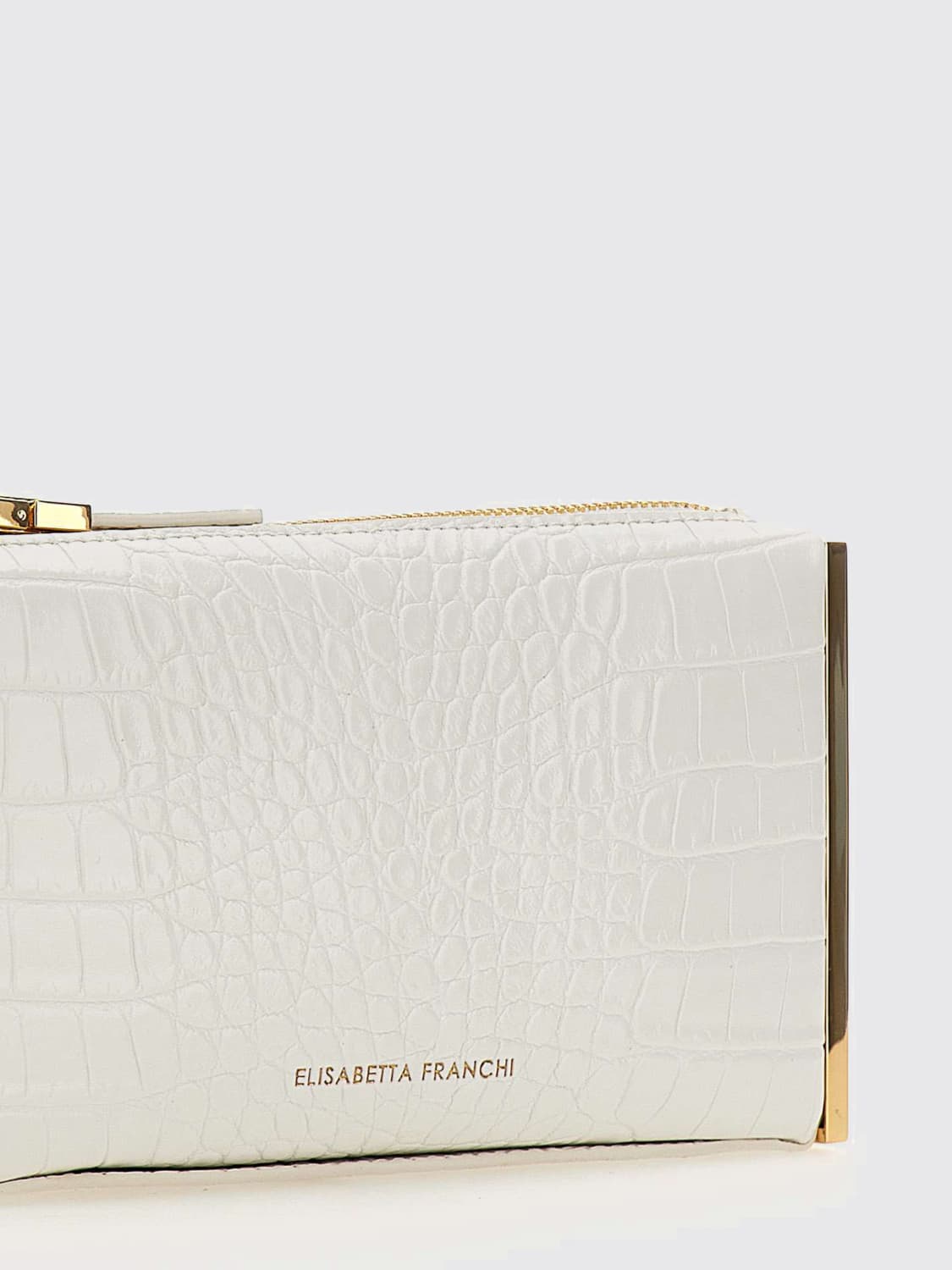 ELISABETTA FRANCHI BORSA MINI: Clutch Elisabetta Franchi in pelle sintetica stampa cocco , Avorio - Img 3