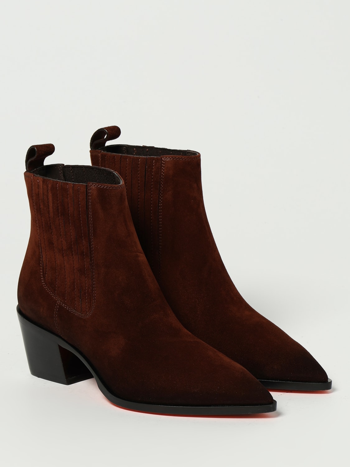SANTONI BOOTS: Flat ankle boots woman Santoni, Brown - Img 2