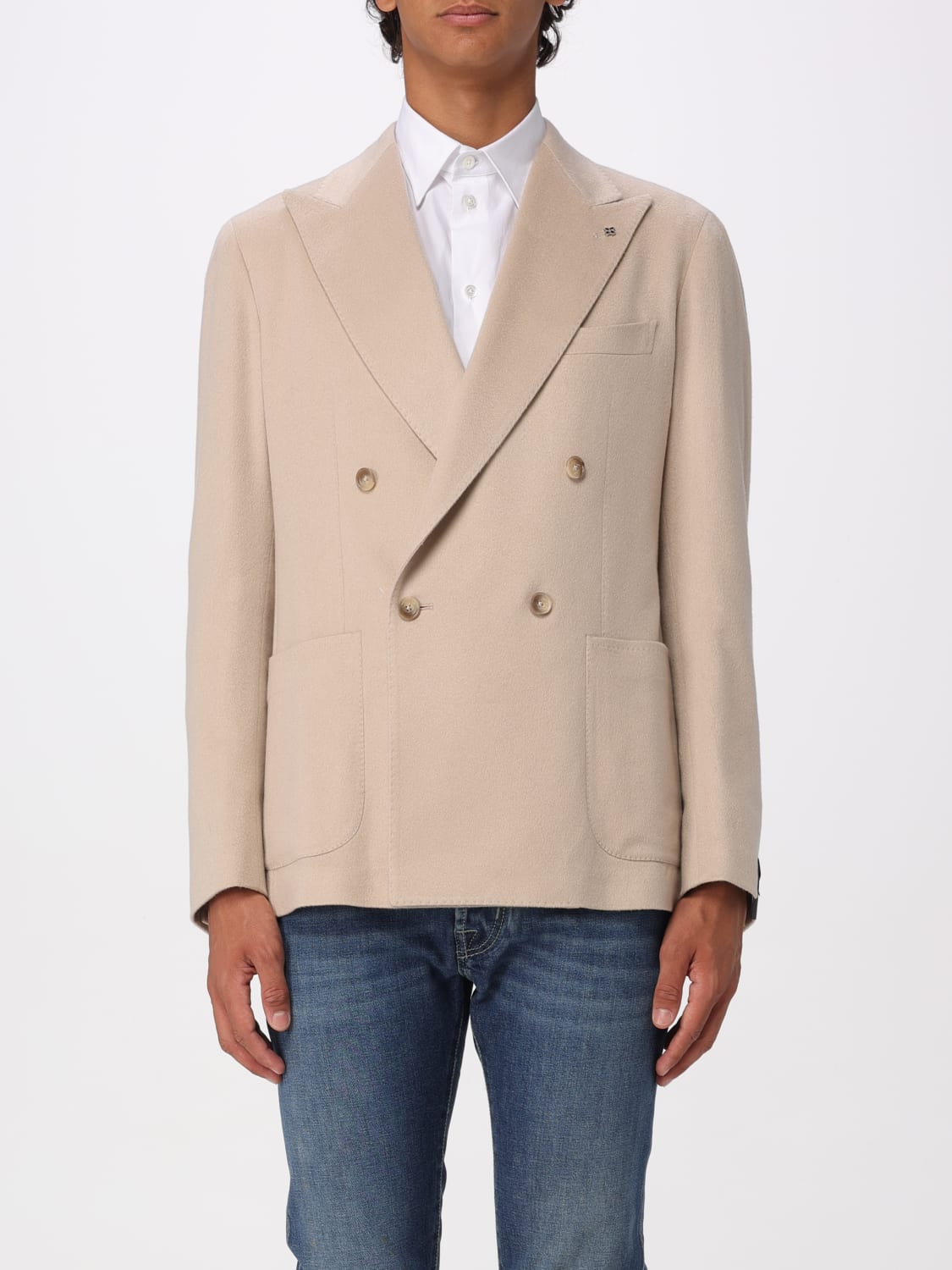 TAGLIATORE GIACCA: Blazer doppiopetto Tagliatore in cashmere , Beige - Img 1