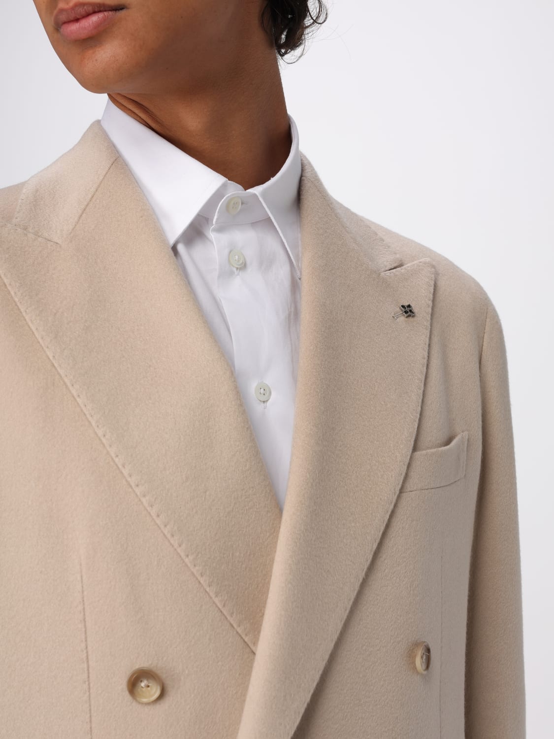 TAGLIATORE GIACCA: Blazer doppiopetto Tagliatore in cashmere , Beige - Img 4