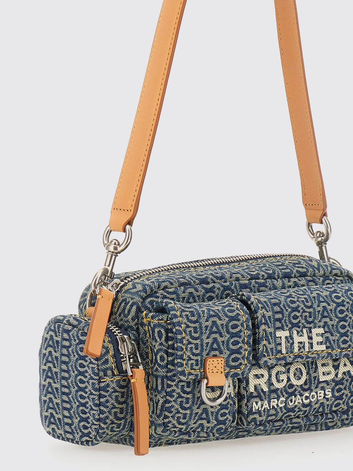 MARC JACOBS BORSA A SPALLA: Borsa a spalla in denim logato Marc Jacobs, Blue - Img 3