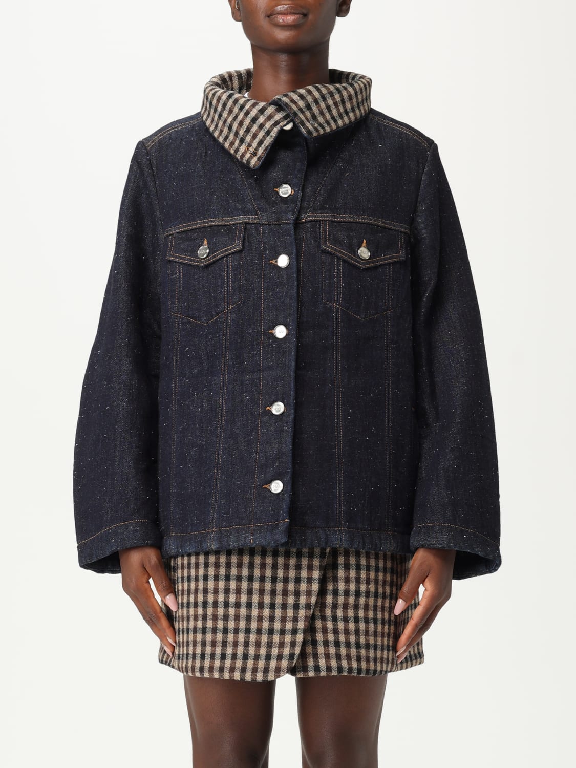 GANNI JACKE: Jacke damen Ganni, Blau - Img 1