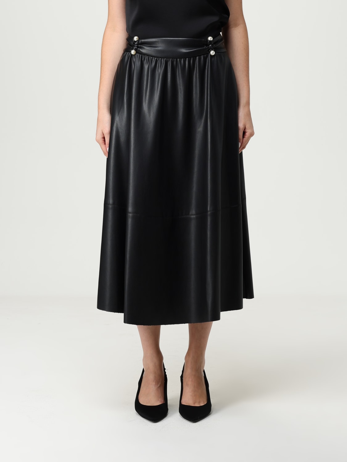 LIU JO GONNA: Gonna midi Liu Jo in pelle sintetica , Nero - Img 1