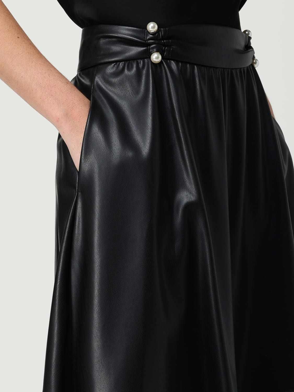 LIU JO GONNA: Gonna midi Liu Jo in pelle sintetica , Nero - Img 3