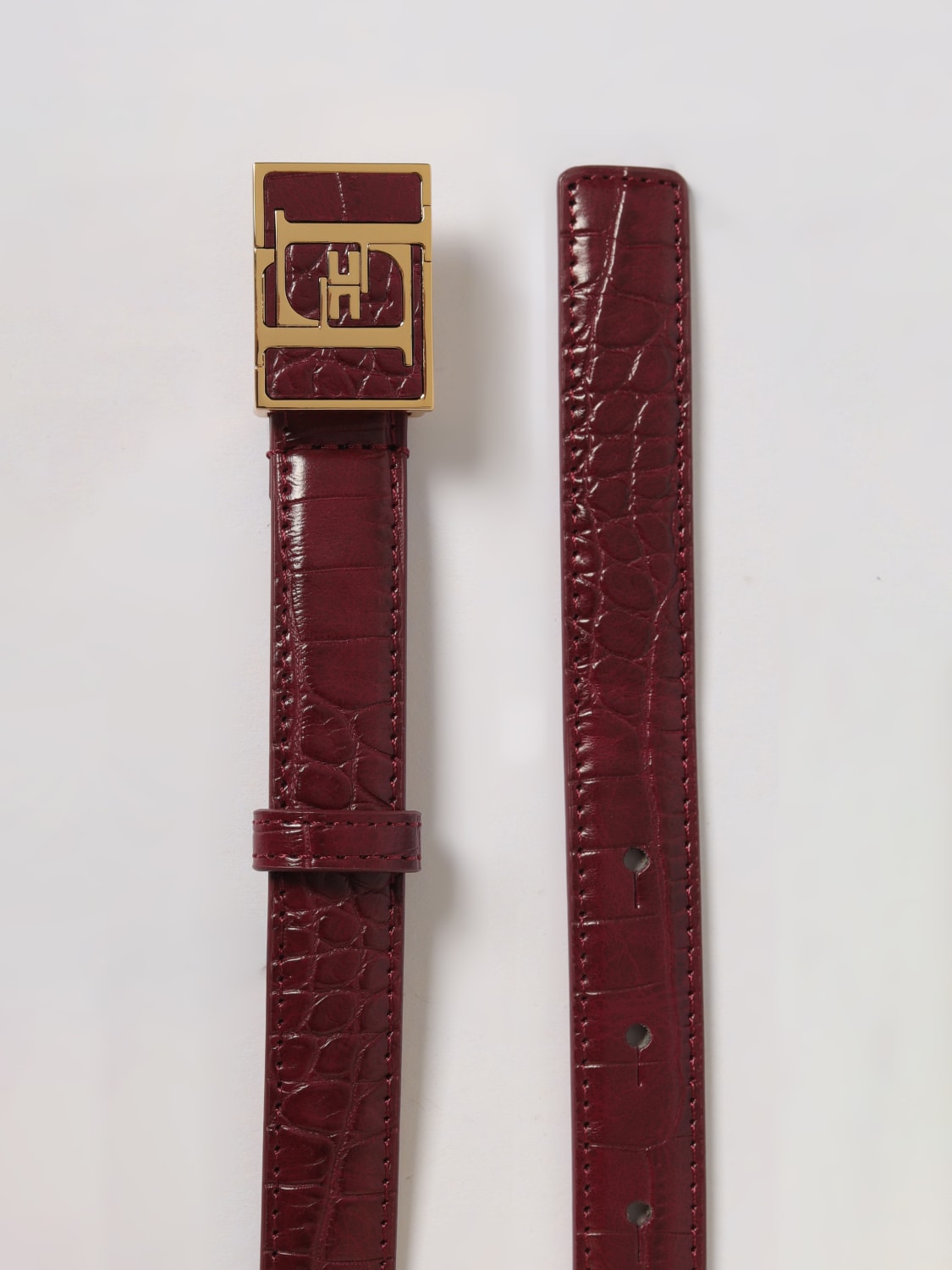 ELISABETTA FRANCHI CINTURA: Cintura Elisabetta Franchi in pelle sintetica stampa cocco , Rosso - Img 3