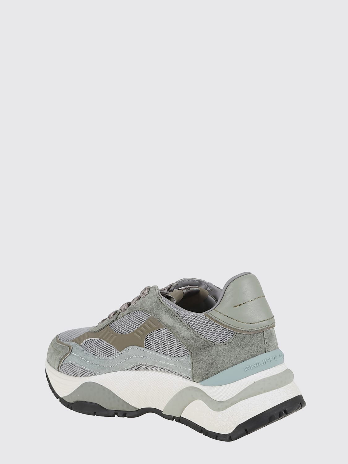 PHILIPPE MODEL SNEAKERS: Sneakers Odeon Tennis Philippe Model in pelle e nylon , Verde - Img 3