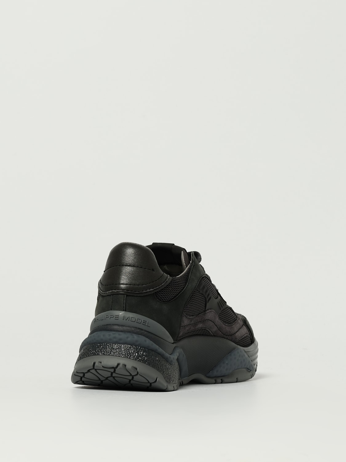 PHILIPPE MODEL SNEAKERS: Sneakers Odeon Tennis Philippe Model in pelle e nylon , Grigio - Img 3