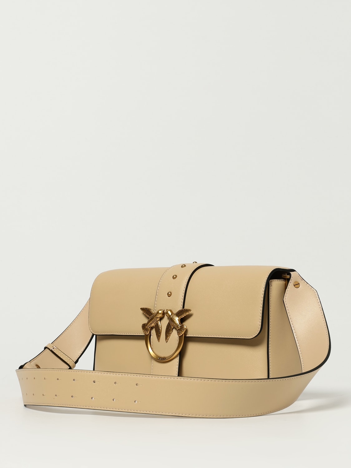 PINKO BORSA A SPALLA: Borsa Love Bag Slouchy Pinko in pelle , Beige - Img 3