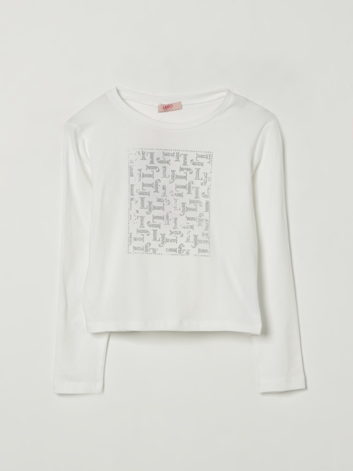 LIU JO T-SHIRT: T-shirt in cotone con logo di strass Liu Jo, Bianco - Img 1