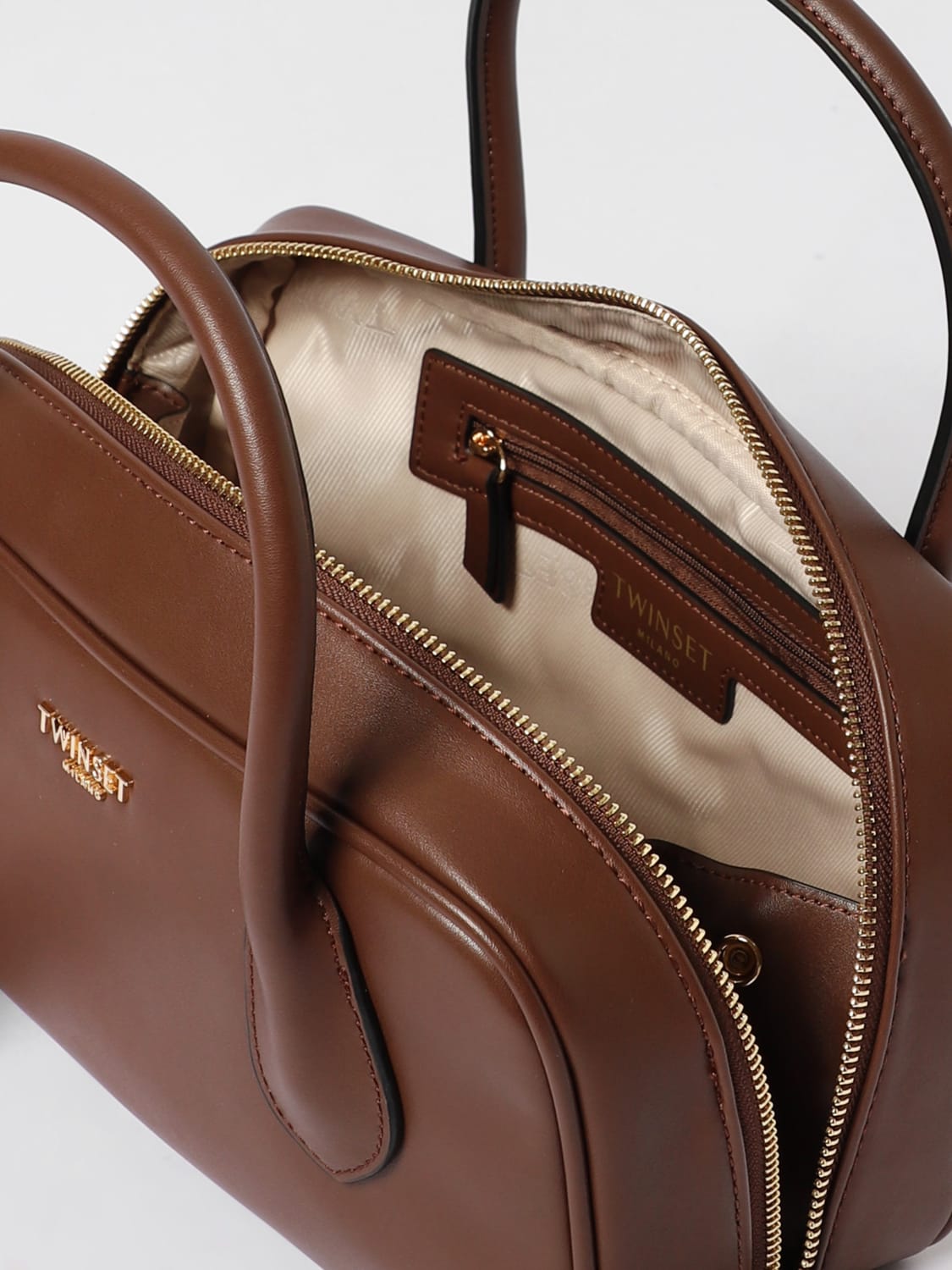 TWINSET BORSA A MANO: Borsa shopper con tasca e lock Oval T Twinset, Nero 1 - Img 3