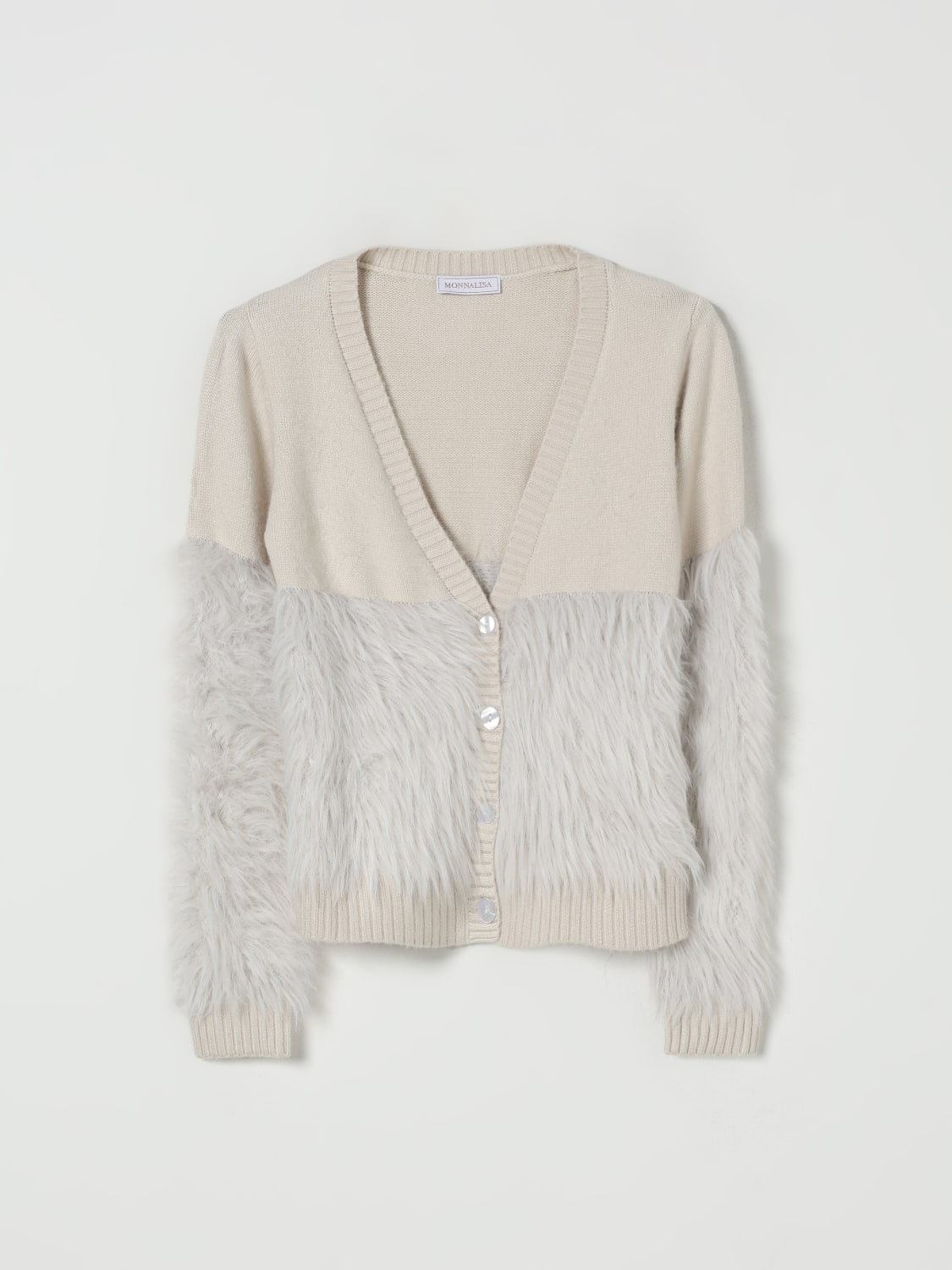 MONNALISA SWEATER: Jacket kids Monnalisa, Beige - Img 1