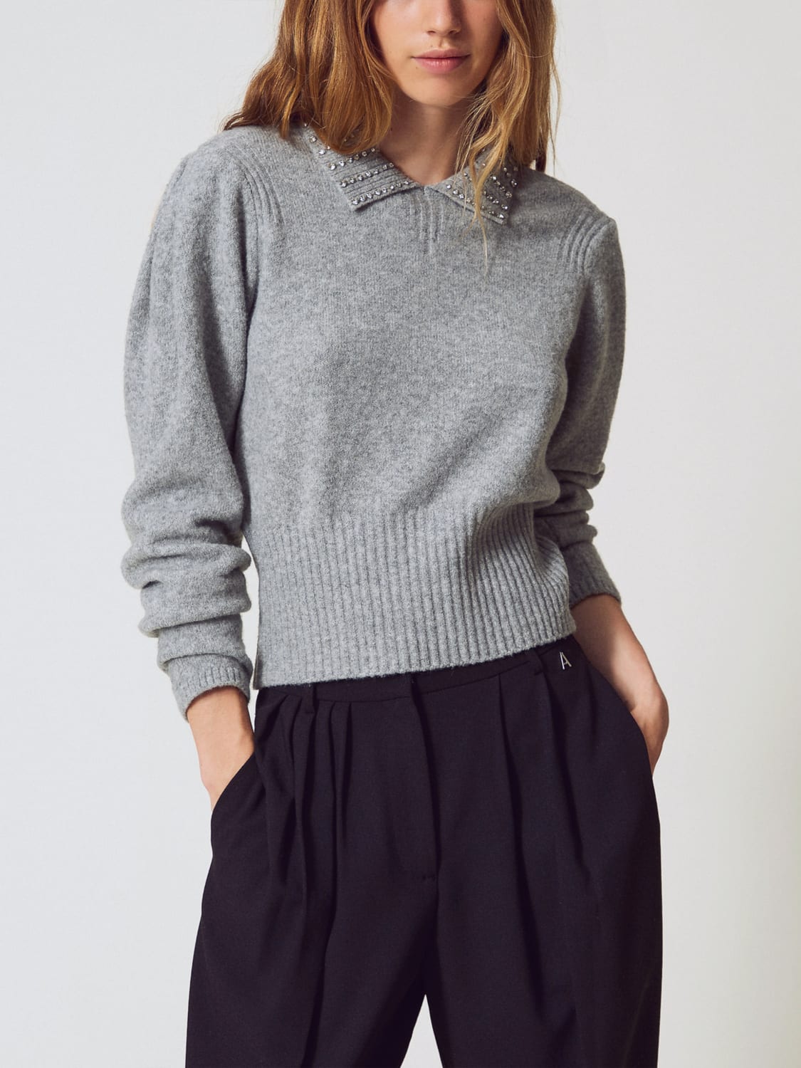 TWINSET ACTITUDE POLO: Top femme Twinset Actitude, Gris - Img 1