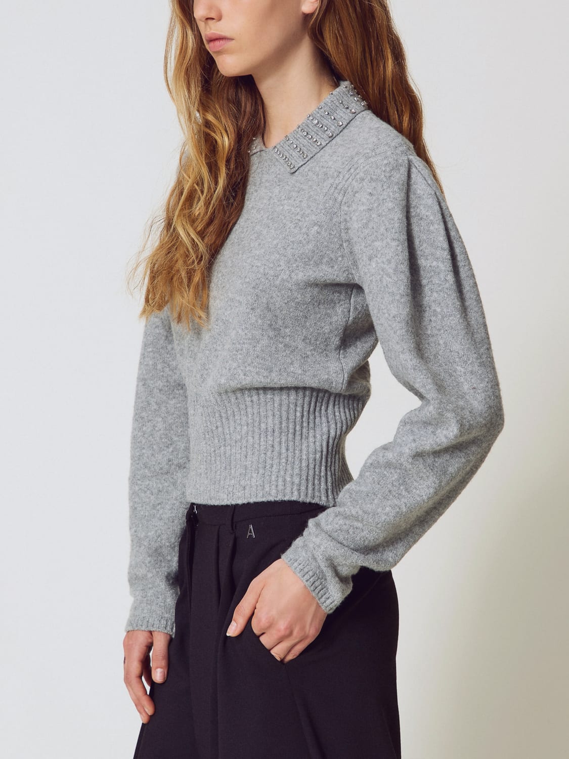 TWINSET ACTITUDE POLO: Top femme Twinset Actitude, Gris - Img 3