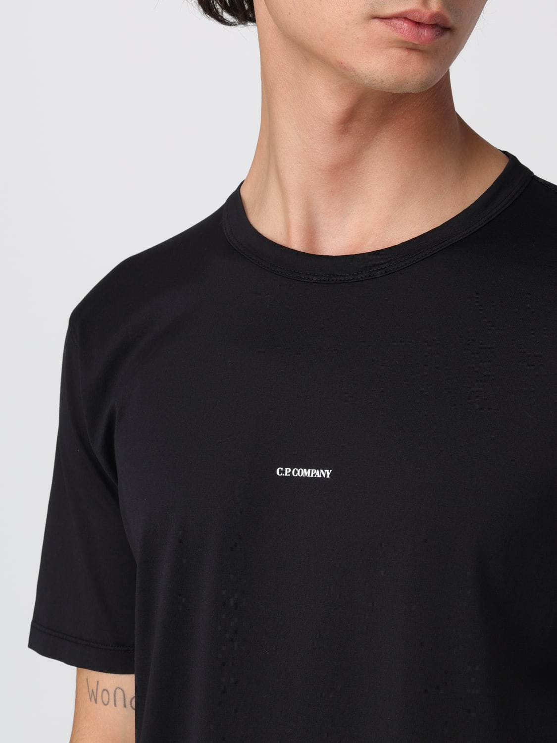 C.P. COMPANY T-SHIRT: T-shirt in cotone con mini logo C.P. Company, Nero - Img 4
