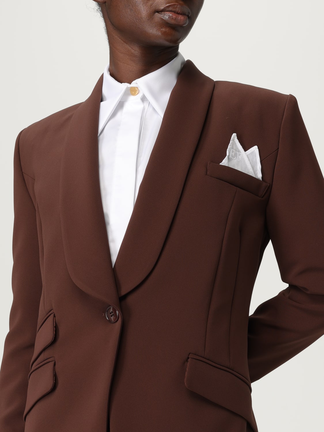 ELISABETTA FRANCHI TAILLEUR: Robes femme Elisabetta Franchi, Marron - Img 5