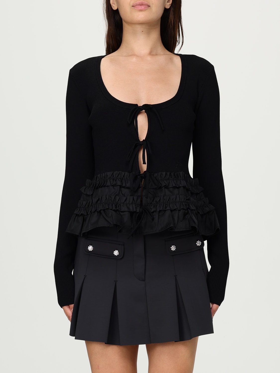 GANNI SWEATER: Cardigan woman Ganni, Black - Img 1