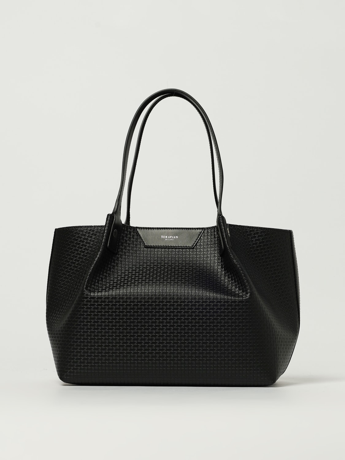 SERAPIAN BORSA A TRACOLLA: Borsa Small Secret Serapian in pelle goffrata , Nero - Img 1