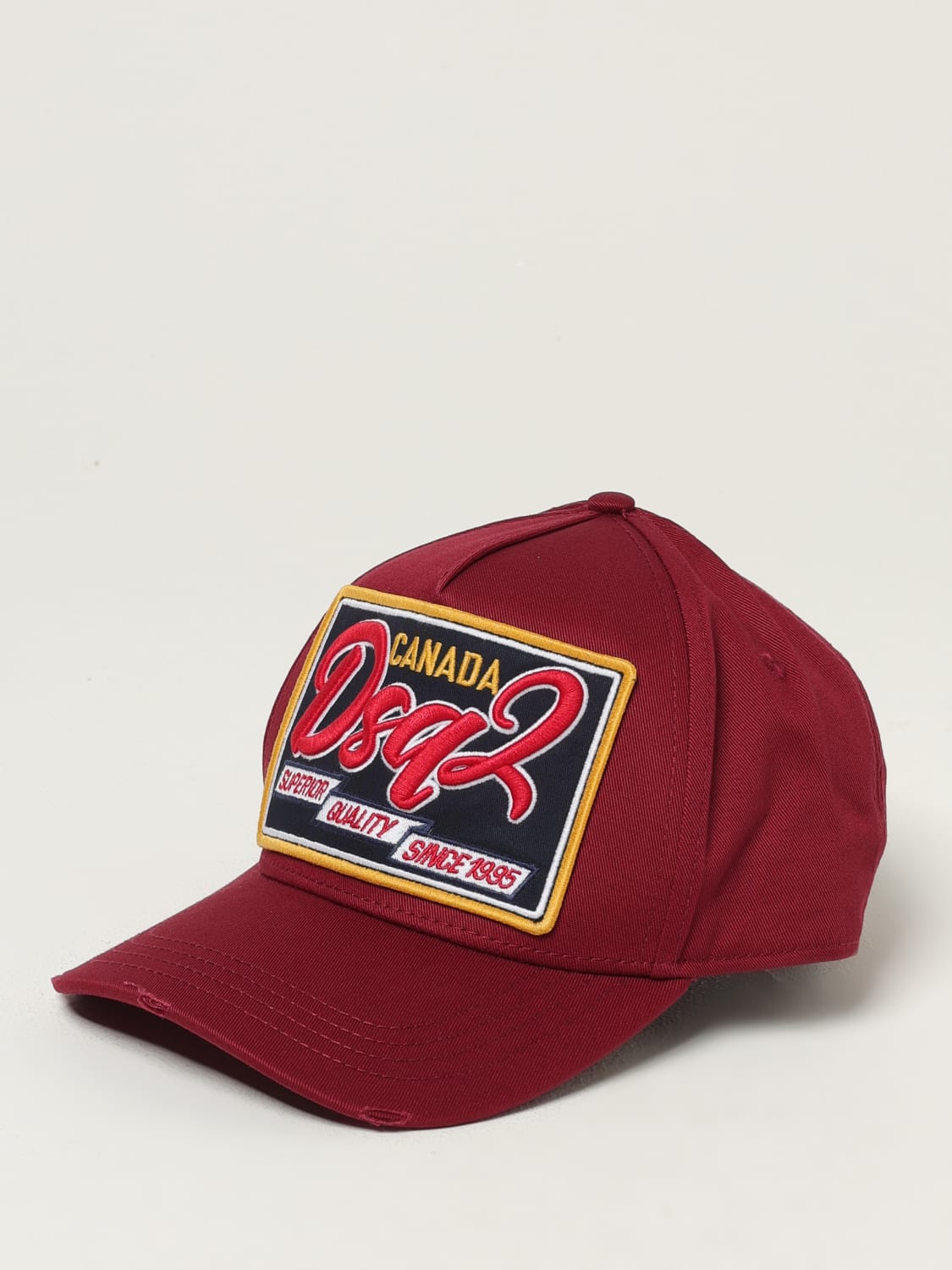 DSQUARED2 CAPPELLO: Cappello da baseball con logo Dsquared2 in cotone, Bordeaux - Img 1